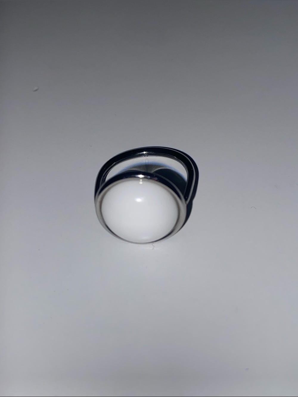 Calvin Klein White Dome Statement Ring - Silver Band